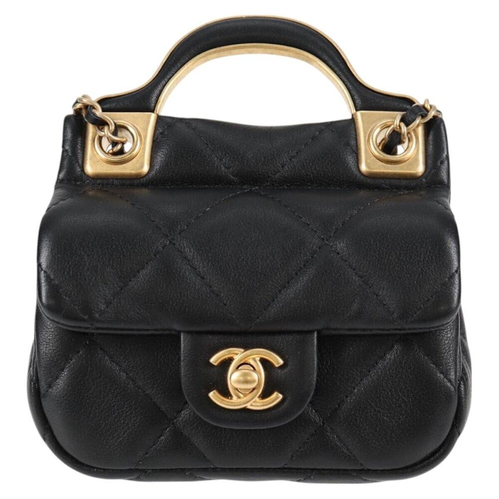 Chanel Lady Handle Flap Card Holder on Chain Quilted Calfskin